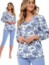 Leveza GRACJA XL синяя хлопковая пижама с цветами