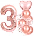 Воздушные шары 10 шт на третий день рождения, розовые конфетти