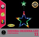 WITRAŻ GWIAZDKA ZAWIESZKA NA OKNO ŚWIĄTECZNA LAMPA LED MULTIKOLOR