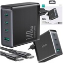 БЫСТРОЕ СЕТЕВОЕ ЗАРЯДНОЕ УСТРОЙСТВО GaN 140 Вт USB-A 3xUSB-C БЛОК ПИТАНИЯ ДЛЯ НОУТБУКА