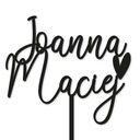 TOPPER ŚLUB WESELE IMIONA NAPIS DEKOR TORT CZARNY