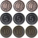 ZESTAW 9 UNIWERSALNYCH METALOWYCH MONET LARP RPG