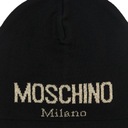 MOSCHINO - čierna dámska čiapka so zlatým logom Kód výrobcu 65257 001 NERO/ORO