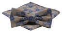 Мужской галстук-бабочка с нагрудным платком - Альти - Бежевый с цветами
