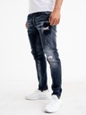 Módne Pánske džínsové nohavice s dierami čierne 30 Značka Breezy