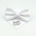 Красивый галстук-бабочка + запонки + нагрудный платок, белый галстук-бабочка