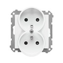SIMON 55 ДВОЙНАЯ РОЗЕТКА С ЗАЗЕМЛЕНИЕМ СО СТАВНЯМИ (МОДУЛЬ) МАТ БЕЛЫЙ