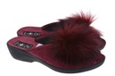 KLAPKI PANTOFLE DAMSKIE POLSKIE PROFILOWANE POMPON bordo 42