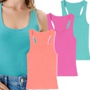 3x PRĄŻKOWANA BAWEŁNIANA BLUZKA TOP KOSZULKA BOKSERKA na ramiączkach r. L