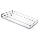 МЕТАЛЛИЧЕСКИЙ ПОДДОН ДЛЯ ЗЕРКАЛА 25x14см СЕРЕБРЯНЫЙ С ГЛАМУРНЫМ ЗЕРКАЛОМ