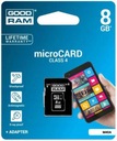 КАРТА ПАМЯТИ MICRO SD/HC GOODRAM 8 ГБ + АДАПТЕР SD
