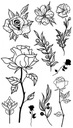 Черный лист временных водных тату с розами, ветками, пальцем, рукой M103