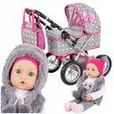 KINDERPLAY WÓZEK DLA LALEK GŁĘBOKI GONDOLA SKŁADANY TORBA + LALKA BOBAS