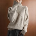 100% čistá vlna voľne padnúci sveter s rolákom Dominujúci vzor zmiešané vzory