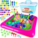 НАБОР ЦВЕТОВ КИНЕТИЧЕСКОГО ПЕСКА XXL 4,5 КГ ФОРМЫ Буквы ПЕСОЧНИЦА БАССЕЙН