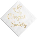 Салфетки белые с золотой надписью Голубь Крещения Господня.