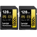 Комплект карт Lexar Gold SDXC Professional, 2 шт., 128 ГБ, 280 МБ UHS-II U3 ​​1800x V60