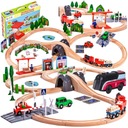 XXL деревянный электропоезд, поезд, пути, тоннель, мост + автомобильная дорога