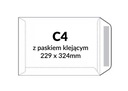 Koperty C4 format a4 białe z paskiem 500 szt