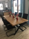 Duży Rodzinny Stół do Jadalni Industrialny z Drewnianym Blatem Dąb 280x90 Kształt blatu prostokątny