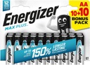 20x BATERIA ALKALICZNA ENERGIZER MAX PLUS AA (R6)