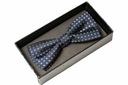 Элегантный мужской галстук-бабочка темно-синего цвета с квадратиками