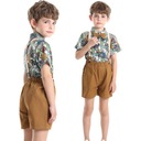 ЭЛЕГАНТНЫЙ КОСТЮМ ДЛЯ МАЛЬЧИКОВ, РУБАШКА С ЦВЕТОЧНЫМ ЦВЕТОМ И ШОРТЫ С ГАЛСТКОМ-БАБОЧКОЙ