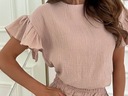 Женский комплект оверсайз из МУСЛИНА, блузка, муслиновые шорты, удобный для лета, S/M