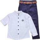 Деловой костюм, рубашка, воротник-стойка, брюки, ремень, размер 128.