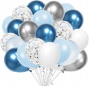 Balony Blue srebrne 60szt Ślub Bal zestaw komunia konfetti Wesele Urodziny Wypełnienie powietrze lub hel