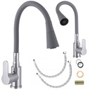 КУХОННЫЙ Смеситель для мойки, СЕРЫЙ, ГИБКИЙ, 2-ФУНКЦИОНАЛЬНЫЙ ИЗЛИК, ХРОМ