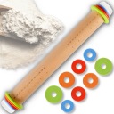 РЕГУЛИРУЕМЫЙ ДЕРЕВЯННЫЙ КУХОННЫЙ ВАЛОК ДЛЯ ТЕСТА ПИЦЦЫ, ТОЛЩИНА 4, БОЛЬШОЙ