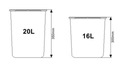 Набор контейнеров для сортировки мусора 2x20л и 2x16л для шкафов мин. 60см Merill.