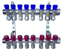 РАСПРЕДЕЛИТЕЛЬ X-HOME PEX 1” x 16 мм 8 КОНТУРОВ ХОЛОДНОЙ ВОДЫ 8 КОНТУРОВ ГОРЯЧЕЙ ВОДЫ
