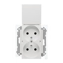 SIMON 55 ДВОЙНАЯ РОЗЕТКА С КРЫШКОЙ, БЕЛАЯ МАТОВАЯ