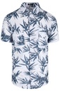 РУБАШКА МУЖСКАЯ ГАВАЙСКАЯ С ПАЛЬМОВЫМИ ЦВЕТАМИ А2, БЕЛАЯ, СВОБОДНАЯ L