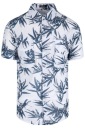 МУЖСКАЯ ГАВАЙСКАЯ РУБАШКА С ПАЛЬМОВЫМИ ЦВЕТАМИ A2 БЕЛАЯ СВОБОДНАЯ XXL