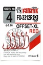 Крючок Fanatik FO-3312R-4 23мм 5шт Офсетный XL Красный
