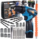 Дрель, ОТВЕРТКА, ЛИТИЙ-ИОННЫЙ СВЕТОДИОД, ПОЛНЫЕ ДОПОЛНИТЕЛЬНЫЕ НАСАДКИ