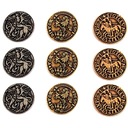 НАБОР ИЗ 9 СРЕДНЕВЕКОВЫХ МЕТАЛЛИЧЕСКИХ МОНЕТ РПГ