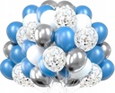 Balony Blue srebrne 60szt Ślub Bal zestaw komunia konfetti Wesele Urodziny