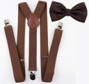 Мужские коричневые подтяжки и коричневый мужской галстук