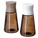 IKEA solniczka/pieprzniczka HALVTOM szkło/brązowy 12cm 2szt