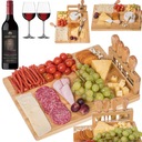 БАМБУКОВАЯ ДОСКА XL ДЛЯ СЫРНЫХ ЗАКУСОК НАБОР НОЖЕЙ ТАРЕЛКА ПОДСТАВКА ДЛЯ СЫРА