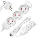Лента удлинительного кабеля, 3 розетки, плоская вилка, 3 м