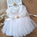 Платье для крещения с длинными рукавами, кружево и тюль, цвет экрю 74