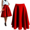 SPÓDNICA Z KOŁA MIDI CZERWONY ROZKLOSZOWANA 48