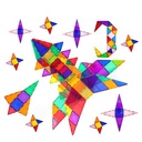 NAGY MÁGNESES ÉPÍTŐKOCKÁK 3D ÉPÍTŐ MAGNETIC TILES 34 EL. OKTATÁS