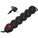 УДЛИНИТЕЛЬНЫЙ КАБЕЛЬ, 5 ШТ. 3 МЕТРА, ЧЕРНЫЙ ПЕРЕКЛЮЧАТЕЛЬ