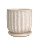 КРЕМОВЫЙ КЕРАМИЧЕСКИЙ ЦВЕТОЧНЫЙ ГОРШОК С ПОДСТАВКОЙ 12Х12